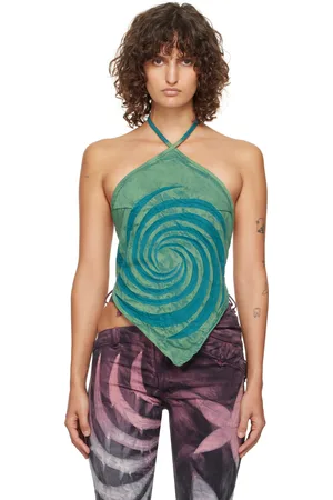 Masha Popova Débardeur de style bandana vert et bleu