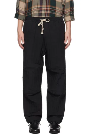 JAN JAN VAN ESSCHE Pantalon noir en sergé épais à panneau aux genoux - O-Project
