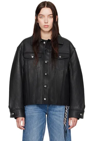 Alexander Wang Blouson camionneur noir en cuir d
