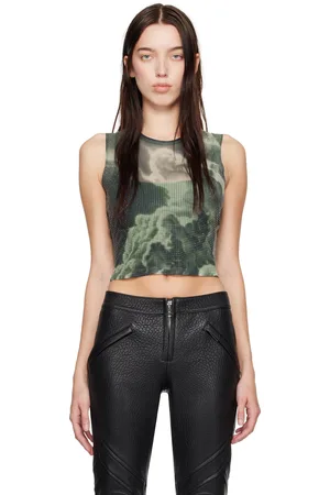 Alexander Wang Débardeur vert à ornements facettés thermocollés et à image imprimée