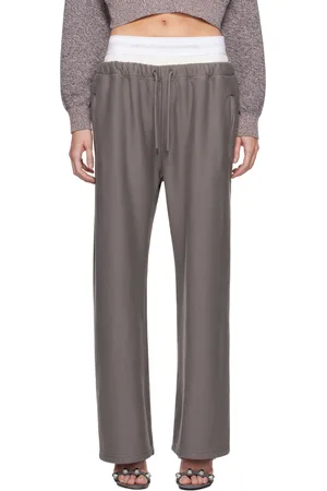 Alexander Wang Pantalon de survêtement ample gris à logo à la taille étagée