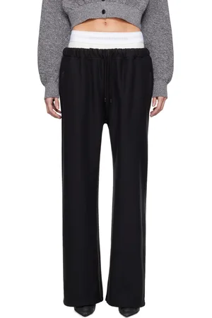 Alexander Wang Pantalon de survêtement ample noir à logo à la taille étagée