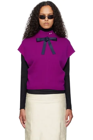 AO Yes Gilet écourté mauve en tricot à boucle