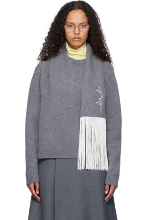 AO Yes Pull gris à écharpe à frange