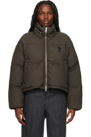 Ami Blouson brun rembourré en duvet à logo Ami de cœur