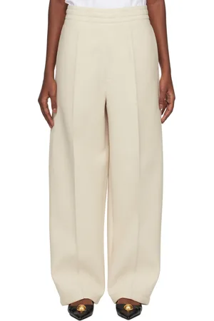 Ami Pantalon de détente blanc cassé à logo et à coutures pincées