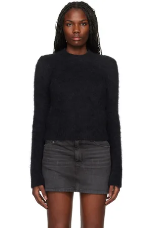Ami Pull noir en tricot brossé d