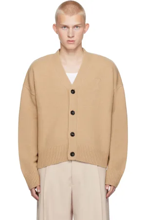 Ami Cardigan beige à logo Ami de cœur gaufré