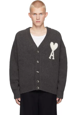 Ami Cardigan gris à logo Ami de cœur