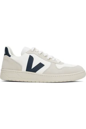 Veja Baskets basses V-10 blanc et bleu marine en B-Mesh