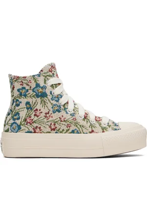 Converse Baskets montantes Chuck Taylor All Star blanches à plateforme et à motif fleuri