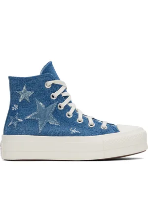 Converse Baskets montantes Chuck Taylor All Star bleues en denim à plateforme