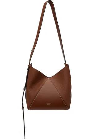 Max Mara Petit sac seau brun en cuir gaufré façon cerf