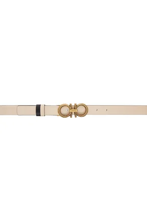 Salvatore Ferragamo Ceinture blanc et noir à fermoir Gancini torsadé