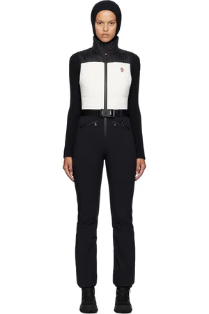 Moncler Combinaison de ski noir et blanc rembourrée en duvet