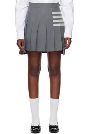 Thom Browne Minijupe grise en canevas à quatre rayures et à plis