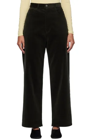 Auralee Pantalon brun en velours côtelé de coton Finx