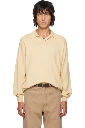 Auralee Polo beige en tricot de laine et cachemire