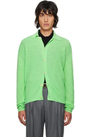 Auralee Cardigan vert en bébé alpaga suri