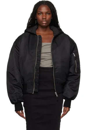 Entire Studios Blouson aviateur noir à épaulettes et à capuche