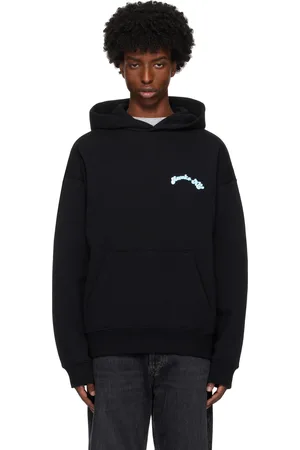 AWAKE NY Pull à capuche noir à appliqués à logo en sergé brodés