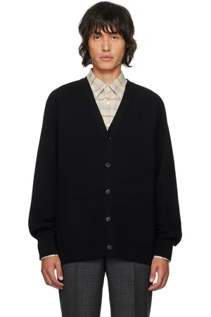 Auralee Cardigan noir en laine superfine