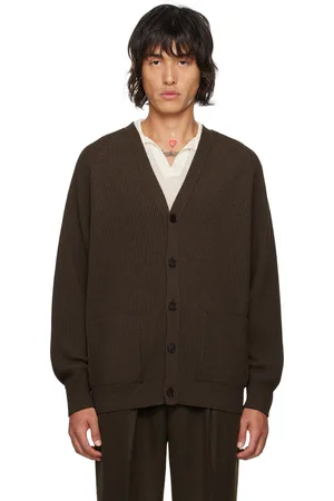 Auralee Cardigan brun en laine superfine