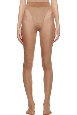 Wolford Collant beige en jersey transparent de nylon 40 deniers à effet scintillant