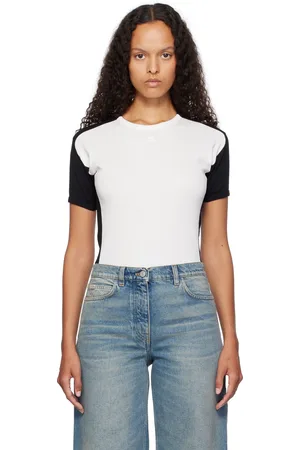 Courrèges T-shirt blanc et noir à panneau contrastant
