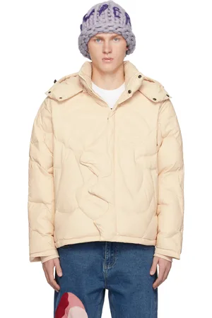 KIDSUPER STUDIOS Blouson Kissing blanc cassé rembourré en duvet