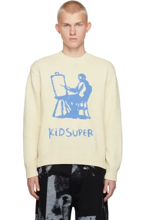 KIDSUPER STUDIOS Pull blanc cassé à image d
