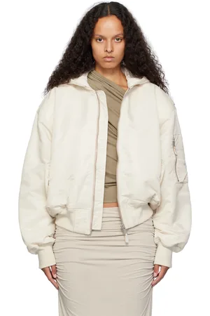 Entire Studios Blouson aviateur blanc cassé à épaulettes et à capuche