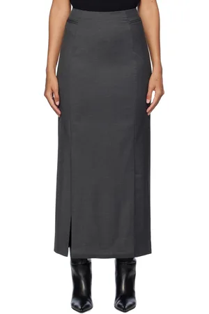 REMAIN Birger Christensen Jupe crayon midi grise
