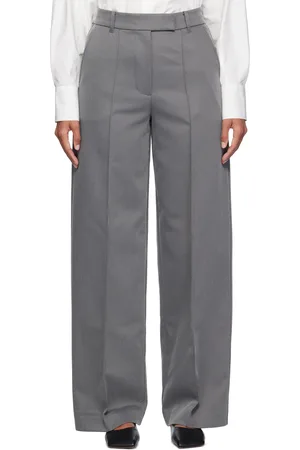 REMAIN Birger Christensen Pantalon gris en sergé à rayures