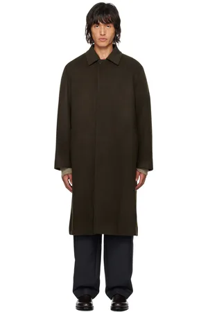 Auralee Manteau brun en flanelle de laine de chamelon