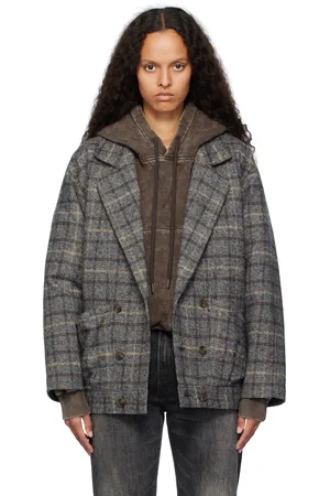 R13 Blouson gris à double boutonnage