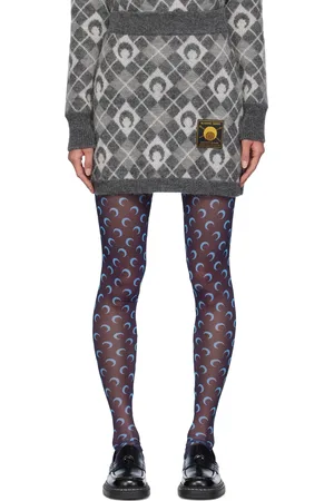 Marine Serre Minijupe grise en tricot à motif argyle à logos