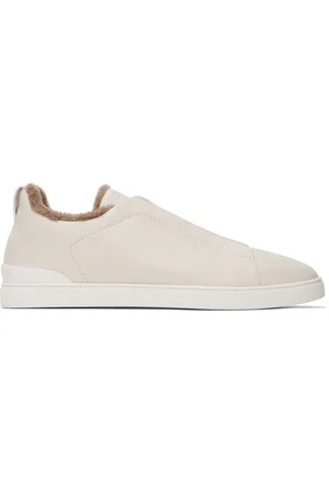 Ermenegildo Zegna Baskets Triple Stitch™ blanc cassé en cuir de cerf