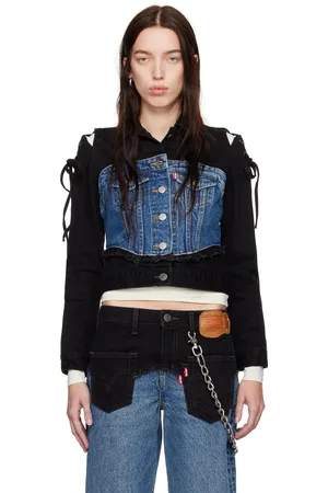 Andersson Bell Blouson camionneur noir et bleu en denim à corset édition Levi