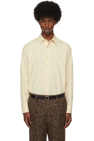 Auralee Chemise blanc cassé en laine froide superfine