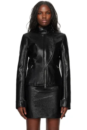 Courrèges Blouson motard noir en vinyle