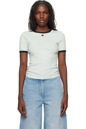 Courrèges T-shirt blanc cassé à bordures contrastées
