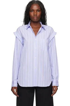 Comme des Garçons Chemise bleue en popeline à rayures