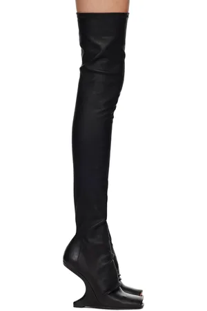 Rick Owens Bottes hautes noires à talon en porte à faux - Porterville
