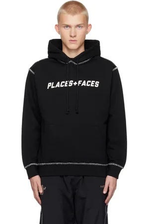 Places + Faces Pull à capuche noir à points de surjet contrastants