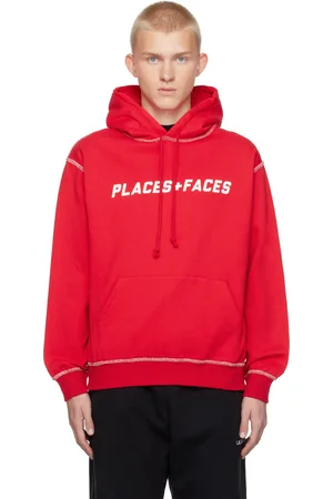 Places + Faces Pull à capuche rouge à points de sujet contrastants