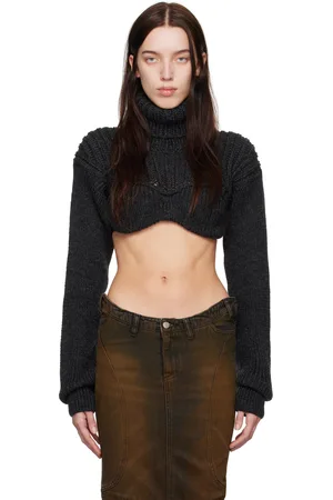 Acne Studios Col roulé écourté gris en tricot