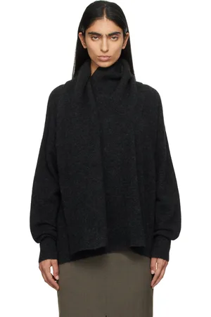 Totême Pull drapé gris en tricot à écharpe