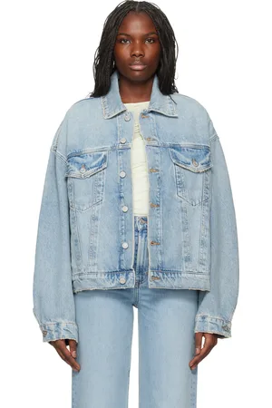 AGOLDE Blouson Dalton bleu en denim à manches bouffantes