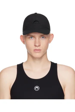 Marine Serre Casquette de baseball noire en nylon à logo MS Sport